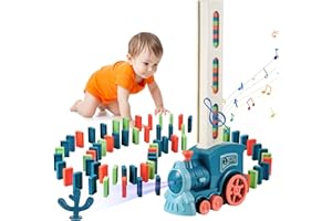 Kssvzz Domino Zug Set, Automatischer Dominosteine Spielzeug 3-6 Jahre, Domino Express elektrisch mit 100 Domino Blöcken,Geschenke für Kinder