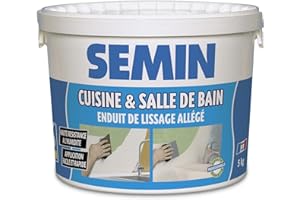 SEMIN Enduit de Lissage Cuisine et Salle de Bains, Spécial Pièces Humides, Seau de 5 kg