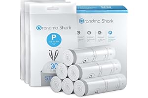 GRANDMA SHARK 50-58L UP TO 65L Bin Bags Liners Drawstring Trash Bag, Handle Waste Bags, 90 Garbage Bag, Super Strong, Anti-Drip Unscented, 70 × 77 cm