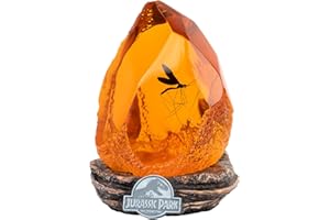 GRUPO ERIK Lampara Jurassic Park Ambar, Jurassic World rebirth - Lampara escritorio Gaming o de Mesita Noche con USB o Pilas - Figura Dinosaurio con LUZ tenue para Decoración habitación : Regalo para Fans