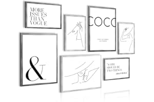 NOVART Set Cuadros Decorativos - COMPLETAMENTE LISTO PARA COLGAR - Imágenes - Moda - 7 Partes - N002371a