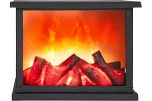 GloBrite Electric Fire, Fireplace | Fireplace with LED Flame Effect | Battery Powered Lamp | Fire Free Standing, Fire Place, Log Burner, Home Decor, Electric Fire, Black