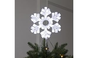 ‎DELICHTER DELICHTER LED Schneeflocke Christbaumspitze mit Strombetrieb,8 Modis Weiße Weihnachtsbaumspitze für Innen Außen Wohnung Tannenbaum
