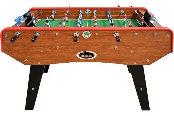 PLAY4FUN Babyfoot Classic - 151 x 77 x 91 cm - Table de Baby-Foot avec Barres téléscopiques, Couleur Bois Chêne et Balles Lièges Inclus