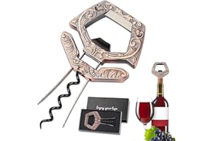LUCYLANKER Cavatappi vecchio vino, Ah So apribottiglie per bottiglie vintage, con due denti di rimozione con apribottiglie di birra, cavatappi, intenditore di vino per stappare (rame)