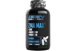 GEN GERMAN ELITE NUTRITION ZMA MAX - 180 Capsules - Dose Extra Haute - Zinc + Magnésium + Vitamine B6 - Premium : Avec 3 Composés de Magnésium - Vegan