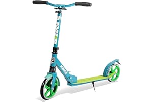 Hurtle Renegade Kick Scooter for Teens & Adults – Foldable 2-Wheel Scooter with Adjustable T-Bar Handle, 200 mm Large Wheels, Lightweight Alloy Anti-Slip Deck – Commuter & School Scooter UK