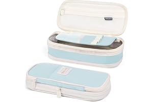 Mamowla Matite Astuccio Grande Capacità, Astuccio Portapenne per Scuola Ufficio Bambina Ragazzi Studenti, Regali di Compleanno(Azzurro)