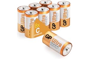 GP C batteries 8 pack 1.5v batteries C Battery size - C Cell battery Pack of 8 also known as 14AU or LR14