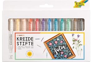 folia 371209 - Juego de rotuladores de tiza (12 unidades, 12 colores diferentes, para pintar sobre pizarra, vidrio, papel y otras superficies lisas)