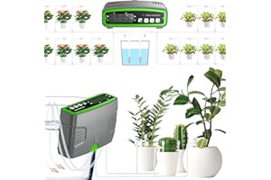 Onherm Sistema de riego automático, sistema de riego inteligente de doble bomba independiente, puede regar 20 plantas, con tubería de agua de 15 m, ideal como sistema de riego de vacaciones