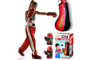 XWIN SPORTSERIES Xwin Kids Boxing Punching Bag Set - 50CM Hanging Punch Bag with Adjustable Gloves, 8 Sound Effects Interactive Boxing Toy - Fitness and Training Set for Boys and Girls Ages 3+ Years