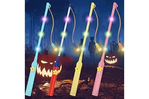 Shinybox Halloween Linterna Infantil, 4 Piezas 50 cm LED Linterna Eléctrica Niños, LED Linterna Eléctrica Niños Polo de Linterna para Halloween, Día de San Martín, Navidad y Año Nuevo