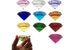 JRZYHI 10 Pezzi Grandi Bambini Diamante Giocattolo Decorativo Diamante Gemme Set Acrilico Gemma Giocattolo Colorato Tesoro Gioielli Pirata Caccia al Tesoro Giocattolo Diamanti in plastica per Natale Matrimon