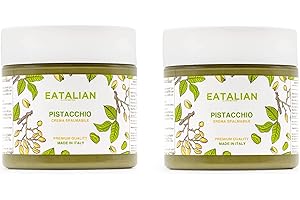 EATALIAN by AMZ BETTER Creme de Pistache, Pate a Tartiner, 200 gr X 2 Pots, Goût Sucré et Unique, Idéal sur le Pain et Pour garnir les Gâteaux e les Glaces, Made in Italy