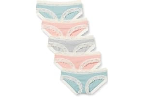 Iris & Lilly Braga Hípster de Algodón y Encaje Mujer, Pack de 5