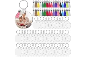 Veciado 50 Juegos de Llaveros en Blanco de SublimacióN, de Etiquetas Decorativas de de MDF con Espacios en Blanco de de Transferencia de de 2 Pulgadas