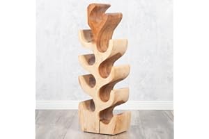 ‎LEBENSWOHNART LEBENSwohnART Weinregal Flaschenhalter BOTOL-M ca. H80cm massives Suar-Holz Wein-Flaschen