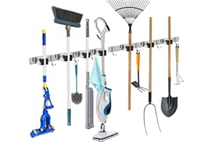 WECUTE Uchwyt ścienny na miotłę, uchwyt na narzędzia, wieszak na miotły i narzędzia ogrodowe, 2 szt. (stal nierdzewna)