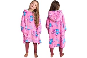 OHS Stitch Hoodie Blankets, Officially Licensed Stitch Gifts for Girls Super Soft Warm Wearable Blankets for Girls Boys Kids Sherpa Fleece Oversized Hoodie - Pink, Blue