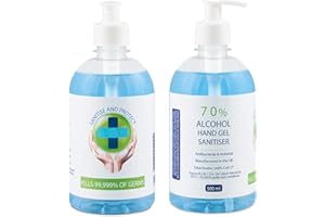 SUNDEER Sanitise and Protect - 70% Alcohol Hand Sanitiser Gel 500ml x 2 (2 for The Price of 1) | Effective Against 99.99% of Germs | Immediate Protection | Made in UK
