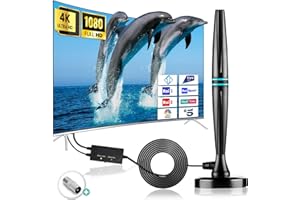 YOWREPU 2024 Antenna TV Digitale, Antenna TV Interna Amplificata potente con portata di oltre 580+ km, Antenna Senza Fili Portatile TV da Interno Supporta 4K/1080P Smart HDTV, Con Cavo Coassiale 5m - Blu