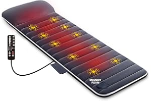 Snailax Mata do masażu z pianki memory z ciepłem, mata do masażu wibracyjnego z 10 silnikami wibracyjnymi, do karku, pleców, talii, nóg, prezent dla mężczyzn i kobiet