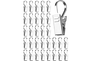 Sinofort Clips Cortinas de Metal, 100 Piezas Pinzas para Cortinas, Fotos Clips con Ganchos, para Cortinas de Ducha, Luces de Fiesta, Alambre de Exterior, Fotos, Decoración del Hogar, Plata