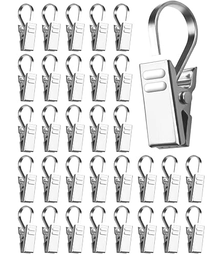 Lot De 100 Clips Pour Rideaux En Acier Inoxydable - Multifonction, Résistants - Pour Salon, Salle De Bain, Bureau - 2