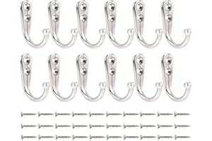 Mokife Gancho Perchero Rustico, 12 Piezas Pequeños Retro Ganchos Percheros de Pared Individual para Puertas Abrigos Toallas Tazas Llaves Cortinas, Plata