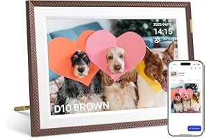 ARZOPA Marco de Fotos Digital 10.1 Pulgadas Nube Ilimitada Gratis HD Pantalla Táctil Comparte Fotos Videos Ilimitados Via Gratuita Arzopa App Marco Digital de Fotos Regalar - D10 Marrón