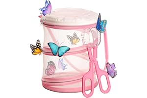 TAIZER Habitatkäfig Schmetterling Butterfly Habitat Cage Insektenkäfig Schmetterlingskäfig Pflanzenhaus Habitat Faltbar Pop Up Reptil Faltbar Tuch Zucht Käfig (Rosa)