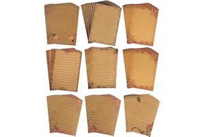 DAFUHAO 72 Piezzi A5 Fogli Carta Kraft 9 Stili di Carta da Lettere Vintage Carta per Lettere Amore A5 Fogli Di Scrittura Carta Vintage Per La Scrittura e La Stampa Di Stampanti Fai-Da-Te