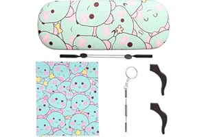 DIKLEY Paquete de 3 fundas rígidas para gafas de dibujos animados para adolescentes y niños, funda protectora con caja de almacenamiento de tela para gafas, soporte para gafas para niñas