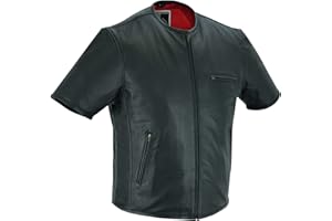 WMW WALI MOTO WEAR Herren Lederweste Weste Rindsleder Biker Rocker Motorrad Club Weste Schwarz