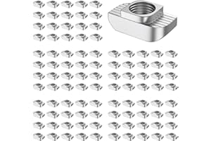 GETLITOOL Dado a T Martello 100 pezzi Dado a Testa Martello 8 Scanalatura Serie 3030 M6 in Acciaio al Carbonio Nichelato