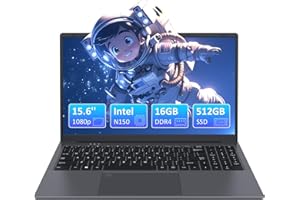 Auusda laptop, czytnik linii papilarnych, notebook 15,6 cala, 16 GB DDR4, 512 GB SSD notebook, Celeron N150 (do 3,60 GHz), lekki laptop z Wi-Fi, podświetlaną klawiaturą, HDMI, USBC, do laptopa