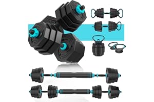 ARUNDO Weights Dumbbells Set 20KG, Adjustable 4-in-1 Free Weight Barbell for Men Women, Non Rolling Home Gym Bodybuilding Fitness Weightlifting Dumbbells Weights Training
