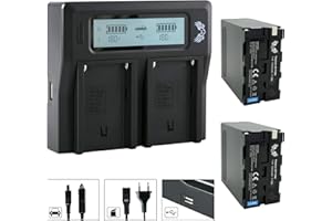 2X SK Akku Ersatz für Sony NP-F990 |- 10400mAh -| + LCD Dual Charger für Sony Akku NP-F550 NP-F750 NP-F960 NP-F970 NP-F980 Blitzgeräte Videoleuchten