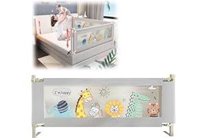 EAQ Toddlers Bed Rails Bed Guard for Single Bed Multi Gear Adjustable Height Seamless Press Guard rail Kids Great Fit Full-Size Queen & King Mattress (ZOO, 200cm)