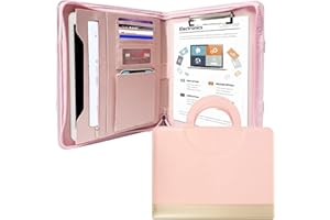GraduationMall Cartella Portadocumenti con Cerniera,A4 Organizer per Documenti con Porta Tablet Ipad, Telefono e Biglietti da Visita,Portablocchi in PU Pelle