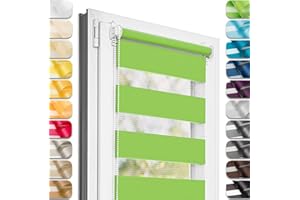 Estika® Doppelrollo Klemmfix ohne Bohren - 40 cm x 120 cm - Grün - 27 Stoff Farben, Tag und Nacht Duo Rollo, Rollos für Fenster ohne Bohren, Fenster sichtschutz (40 cm Stoffbreite)