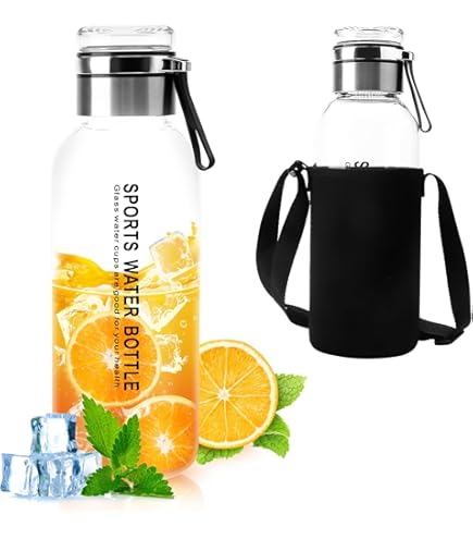 SHOW INGENUITY 1.5 Liter / 1.5L Trinkflasche Glas mit Neoprenhülle