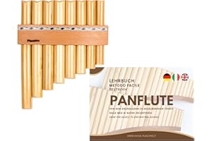 PLASCHKE INSTRUMENTS Flûte de Pan Plaschke avec ceinture en bois, fait à la main avec livre d’instructions, 8 tubes-Do