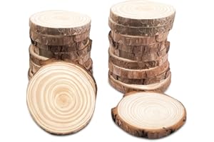 Relota 18 pcs Petit Rondin de Bois Deco 5-6cm de Diametre sans Trou, Dessous de Verre Naturel Bois Rond, Disque Rondelles en Bois, Tranches de Planche Bois Brut pour Pyrograveur Decoration Mariage