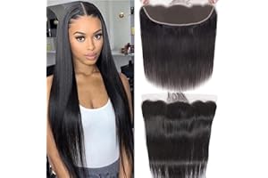 DUAUJUIU Lace Frontal 13x4 Straight HD Lace Frontal Transparent Lace Closure Human Hair Frontal Pre Plucked with Natural Hairline Ear to Ear Natural Color 12 Inch