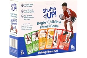 Shuffle Up Rugby Games - Family Games with 70+ Fun & Active Fitness Workout Cards for Kids, Rugby Training Equipment Aid, Rugby Gifts for Boys & Girls