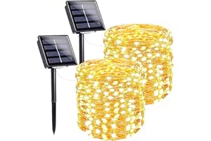 Mafiti 【2Pacchi】 Luci Solari Esterno,12M 2 * 120 Catena Luminosa Esterno Solare Impermeabili con 8 Modalità decorazione,per Giardino,Natale,Festa,interni ed esterni