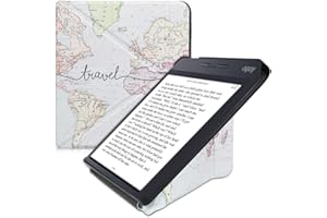 kwmobile Coque liseuse Compatible avec Kobo Libra H2O - Coque étui de Protection à Rabat en Simili Cuir - Noir-Multicolore