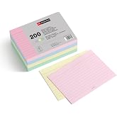 Miquelrius - Pastel Ruled Card Sheets 200 Units, A6, 148 x 105 mm | 180gsm Offset Paper Study Cards for Memorizing, Reviewing